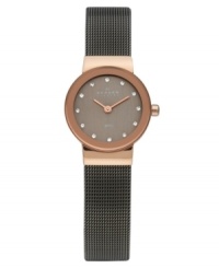 Rosy hues blend with smoky tones on this ladylike timepiece from Skagen Denmark.