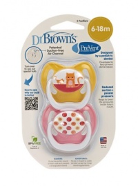 Dr. Brown's PreVent Design Pacifier, Girls, Stage 2,  6-18 Months