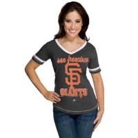 MLB San Francisco Giants Bling Beauty Short Sleeve V-Neck Boyfriend Tee Women's