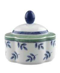 Switch 3's serving pieces feature blue and white motifs to complement the mix-and-match dinnerware pattern.