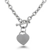 High Polished Stainless Steel Heart Chain Necklace with Toggle Clasp