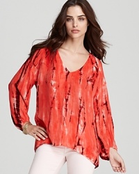 C&C California's tie-dye top boasts a bohemian sensibility for casual-meets-sophisticated summer style.