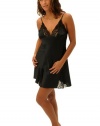 Del Rossa 100% Silk Chemise Nightgown with Lace Detail and Bows