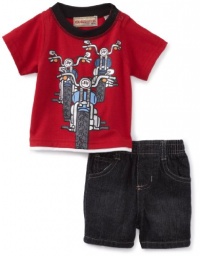 Kids Headquarters Baby-Boys Newborn Bikes Short Set, Red, 3-6 Months