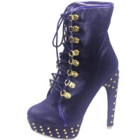 Fahrenheit Bar-08 Blue Studs Platform Ankle Booties, Size: 7 (M) US [Apparel]