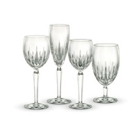 A spectacular display of blaze cuts embellish the simple lines of Wynnewood.Shown from left to right: 12 oz Footed Iced Beverage, 6 oz Contemporary Champagne, 8 oz Wine, 9 oz Goblet. Also available, Balloon Wine Glass.