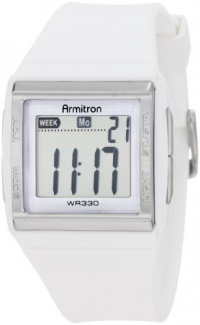 Armitron Women's 457015WHT Silver-Tone Chronograph White Digital Sport Watch