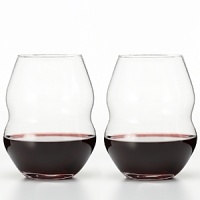 Ergonomically designed, this casual, stemless wineglass is stackable for those short on storage space.