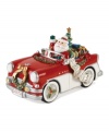 Fitz & Floyd presents an iconic symbol of Christmas with a modern twist: Santa is in a red convertible instead of the usual sleigh. Plus, this holiday collectible plays the classic carol Here Comes Santa Claus.