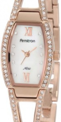 Armitron Women's 753531MPRG Swarovski Crystal NOW Rosegold-Tone Mother-Of-Pearl Dial Bangle Bracelet Watch