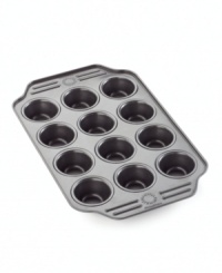 Don't stop at just a dozen – once you get going, you'll want to bake more tasty mini muffins to go around! The heavyweight pan is treated with a nonstick coating that resists scratching, and features oversized handles that provide the perfect grip. Limited lifetime warranty.