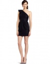 BCBGeneration Women's Shlder Flounce Dress, Black, 4