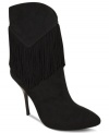 A neat v-shaped fringe adds sophisticated movement to Nina's Alette booties.