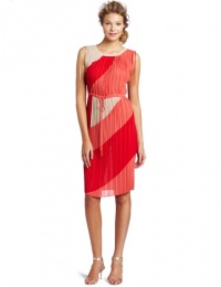 BCBGMAXAZRIA Women's Hailey V Neck Pleated Ties Dress