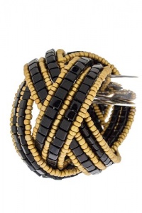 Discount Fashion Jewelry | WEAVED BEADED WIRE STRETCH CUFF (Black)