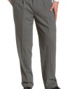 Louis Raphael LUXE Men's Washable 100% Wool Solid Pleated Hidden Extension Dress Pant,Grey,32x34