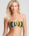 Looking to make a smash as you make a splash? This outrageously bold Milly bandeau bikini top with a bold, defining U wire will do the trick, with sensational, colorful stripes.