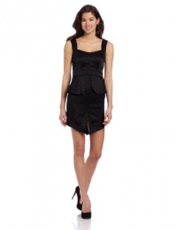 XOXO Juniors Front Slit Peplum Dress, Black, 3/4