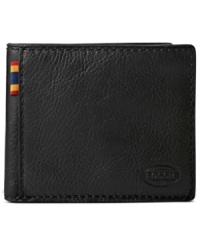 Sometimes simplest is best. Case in point: This utterly uncomplicated bi-fold wallet from Fossil. Rich leather and just enough storage-five card slots, two slip pockets, one ID window, one bill compartment-to get the job done.