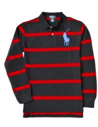 Polo Ralph Lauren Boys Striped Big Pony Mesh Polo, Red, XL(18/20)