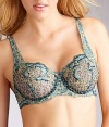 Lunaire Sevilla Luxe Embroidered Demi Underwire Bra, 36C, Marine Animal