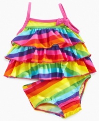 Bright-eyed. She'll shine just a little bit more when she's wearing this vibrant rainbow-striped bikini from Carter's.