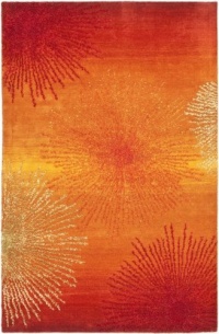 Safavieh Soho Collection Explosions Handmade New Zealand Wool Area Rug, 5-Feet by 8-Feet, Rust