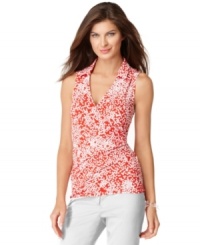 Flirty polka dots adorn this springy top from Jones New York Signature. Try it with white pants for a right-now ensemble!