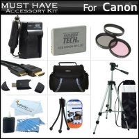 Must Have Accessory Kit For Canon VIXIA HF R21, HF R20, HF R200 Full HD Camcorder Includes Extended (1500Mah) Replacement BP-110 Battery + Ac/Dc Travel Charger + Deluxe Case + Mini HDMI Cable + 50-inch Tripod w/Case + 3PC Filter Kit (UV-CPL-FLD) + Much Mo