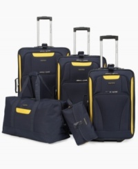 Jet from coast to coast with lightweight luggage that lasts and lasts. The ultra-durable construction of this set withstands the push and pull of travel, providing the space, organization and convenience every busy traveler desires.  10-year warranty.