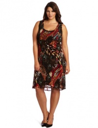 Karen Kane Women's Plus-Size Extended Back Tank Dress, Print, 2X