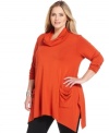 Enjoy the stylish comfort of Grace Elements' long sleeve plus size top, punctuated by a handkerchief hem.