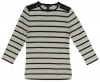 Lauren Ralph Lauren Women's Zip-Shoulder Striped Crewneck Top (X-Small, New Vintage Ivory/Black)