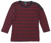 Lauren Jeans Co. Women's 3/4 Sleeve Striped Button-Shoulder Top (Large, Thoroughbred Navy/Red)