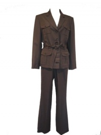 TAHARI by ASL Suit, Belted Utility Jacket & Pants-LIGHT BROWN-16