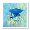 Cap and Diploma, 2013 Graduation, Abstract Design, Aqua Blue - 6x6 Iron On Heat Transfer For White Material