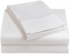 Renaissance Collection 600-Thread-Count Woven Cotton Stripe Queen Sheet Set, White