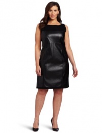 DKNYC Women's Ponte Sleeveless Dress With Faux Leather Front