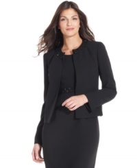 Refined crepe fabric and a subtle beaded neckline create a feminine yet understated jacket, from Kasper. (Clearance)