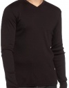 Calvin Klein Men's Long Sleeve Rib V-Neck Knit Shirt,Black,X-Large