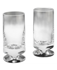 Nambe's new Groove. These brilliant, solid crystal highball glasses refract light and stay put on cinched bases built for stability. Bold, masculine and perfectly at home in modern decor.