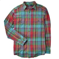 Polo Ralph Lauren Men's Custom Fit Madras Military Plaid Shirt