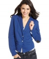 Faux-leather elbow patches lend quirky, sophisticated style to this blazer from Jou Jou!