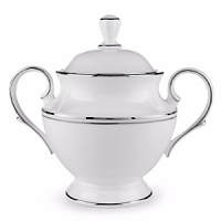 Double bands of platinum set in a distinctive Lenox pattern are an elegant accompaniment to your favorite recipes.