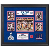 NFL New York Giants Super Bowl XLVI Champions Framed 5-Photo Collage with Game-Used Footbal