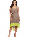 Jessica Simpson Women's Plus-size Pleated Colorblock Dress