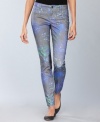 INC's denim pops on a skinny silhouette thanks to patches of brightly colored snake print. (Clearance)