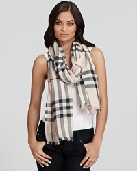 Classically stylish, this lightweight stole in signature Burberry print is sure to look good on you.