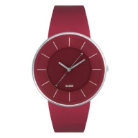 Alessi Men's AL8001 Luna Leather and Case in Steel Red Designed by Alessandro Mendini Watch