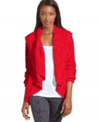 Style&co.'s cable-knit, open-front cardigan is perfect to wrap up in this season!